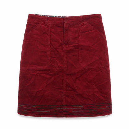 White Stuff Women Red Corduroy Pencil Skirt Size 10 Pockets