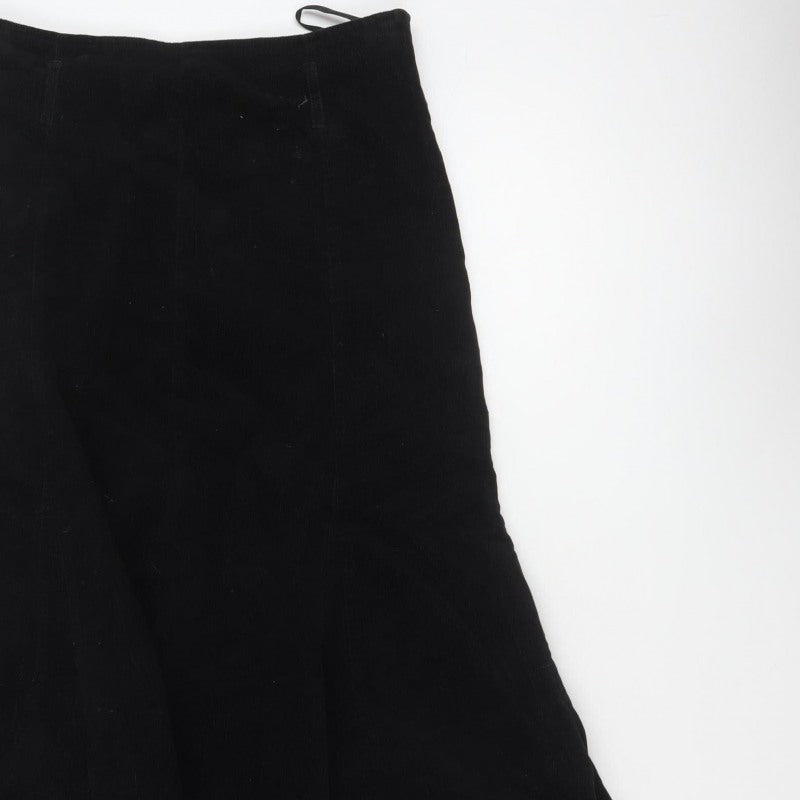 Bhs Women’s Black UK 10 Cotton Corduroy Flare Long Skirt