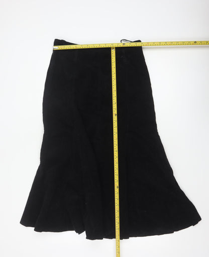 Bhs Women’s Black UK 10 Cotton Corduroy Flare Long Skirt
