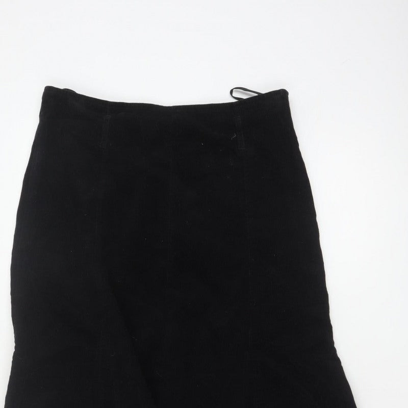 Bhs Women’s Black UK 10 Cotton Corduroy Flare Long Skirt