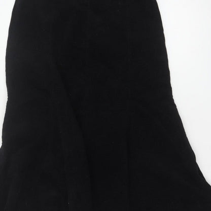 Bhs Women’s Black UK 10 Cotton Corduroy Flare Long Skirt