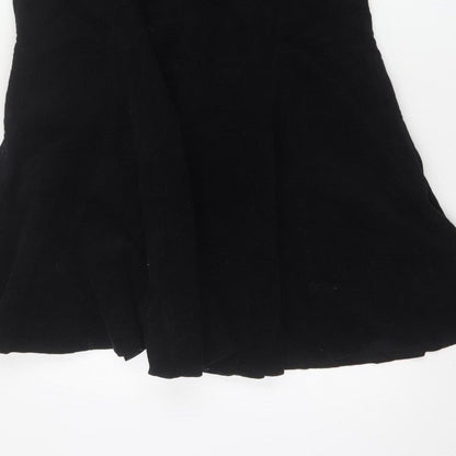 Bhs Women’s Black UK 10 Cotton Corduroy Flare Long Skirt