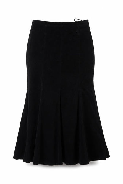 Bhs Women’s Black UK 10 Cotton Corduroy Flare Long Skirt