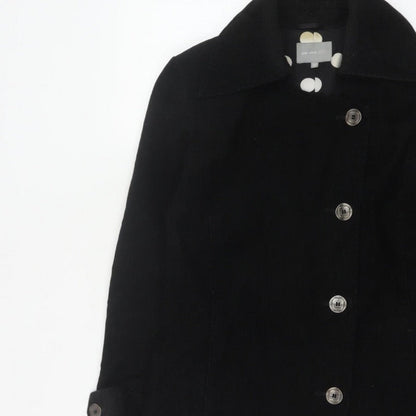Per Una Women’s Black UK 12 Corduroy Pea Coat Buttoned