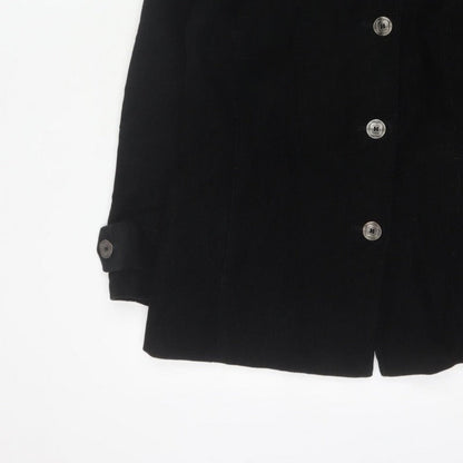 Per Una Women’s Black UK 12 Corduroy Pea Coat Buttoned
