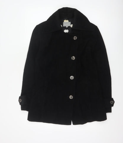 Per Una Women’s Black UK 12 Corduroy Pea Coat Buttoned