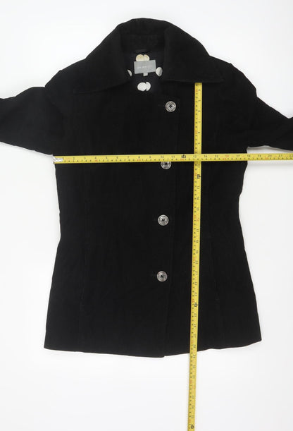 Per Una Women’s Black UK 12 Corduroy Pea Coat Buttoned