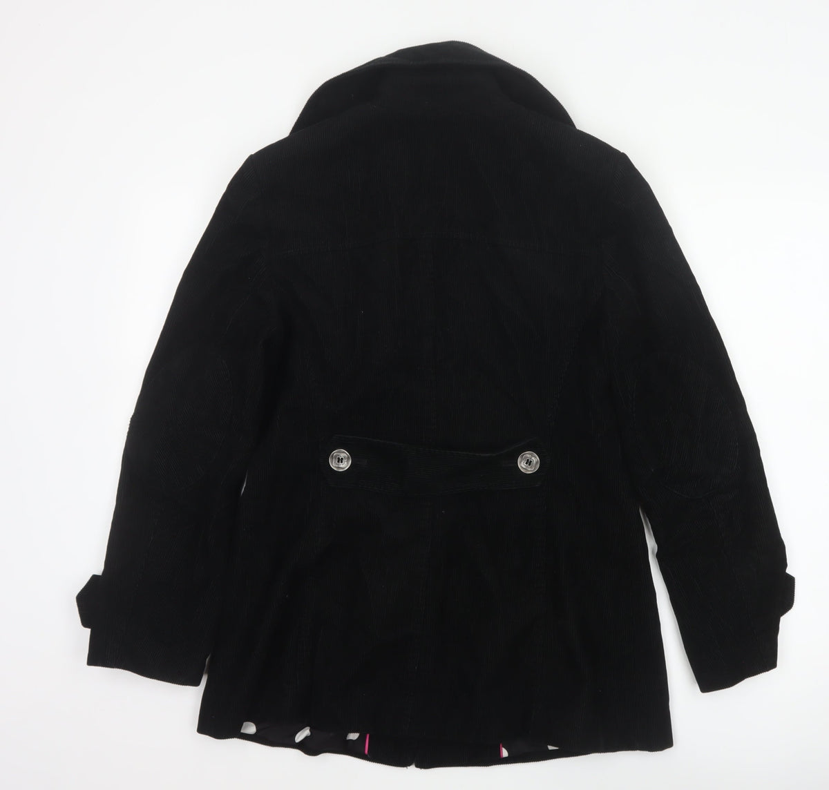 Per Una Women’s Black UK 12 Corduroy Pea Coat Buttoned