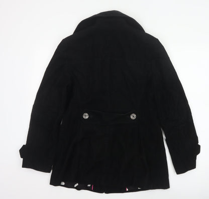 Per Una Women’s Black UK 12 Corduroy Pea Coat Buttoned