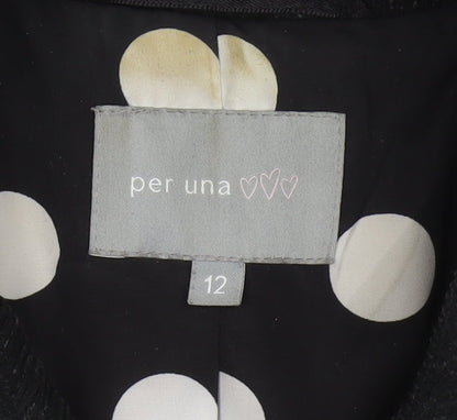 Per Una Women’s Black UK 12 Corduroy Pea Coat Buttoned