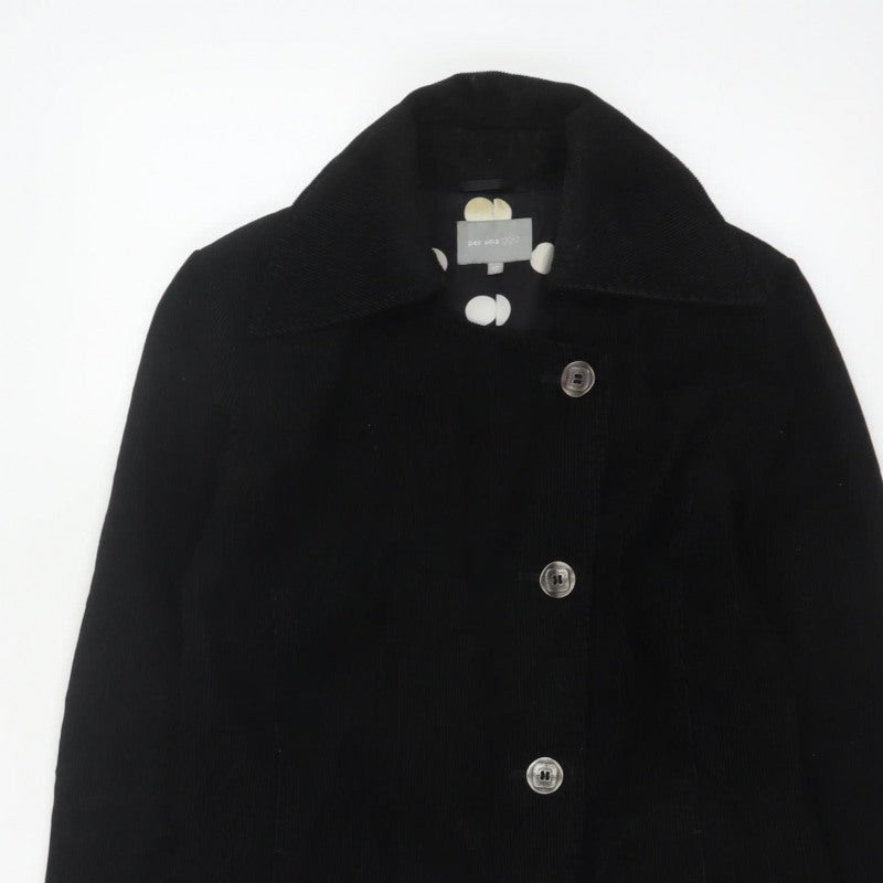 Per Una Women’s Black UK 12 Corduroy Pea Coat Buttoned