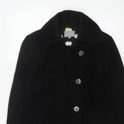 Per Una Women’s Black UK 12 Corduroy Pea Coat Buttoned