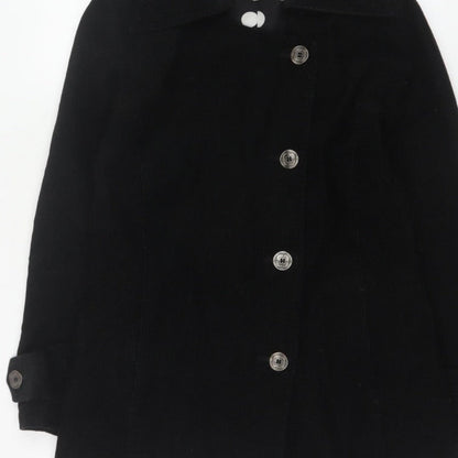 Per Una Women’s Black UK 12 Corduroy Pea Coat Buttoned
