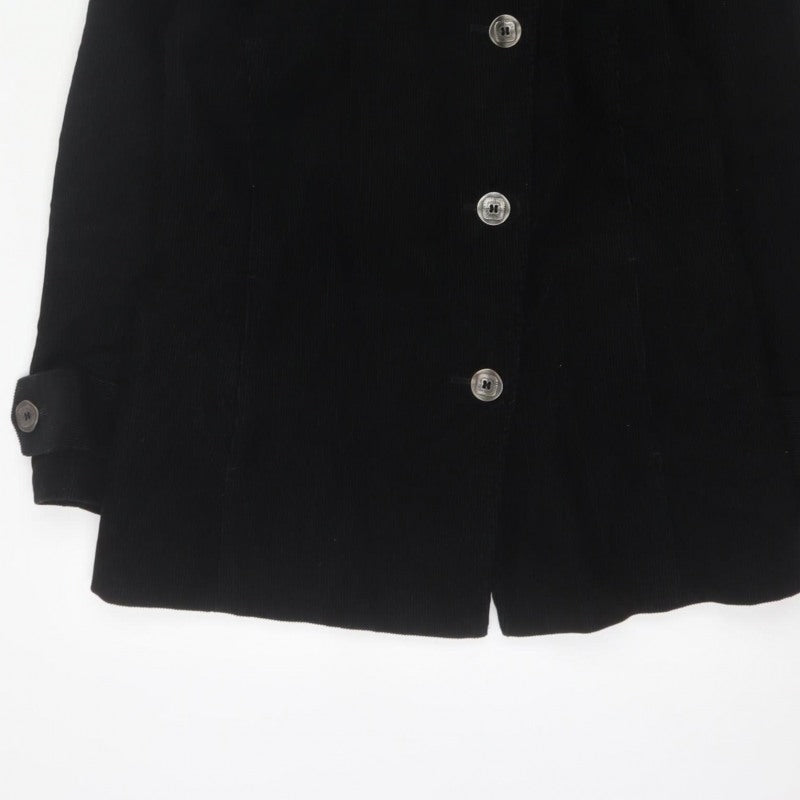 Per Una Women’s Black UK 12 Corduroy Pea Coat Buttoned