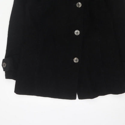 Per Una Women’s Black UK 12 Corduroy Pea Coat Buttoned