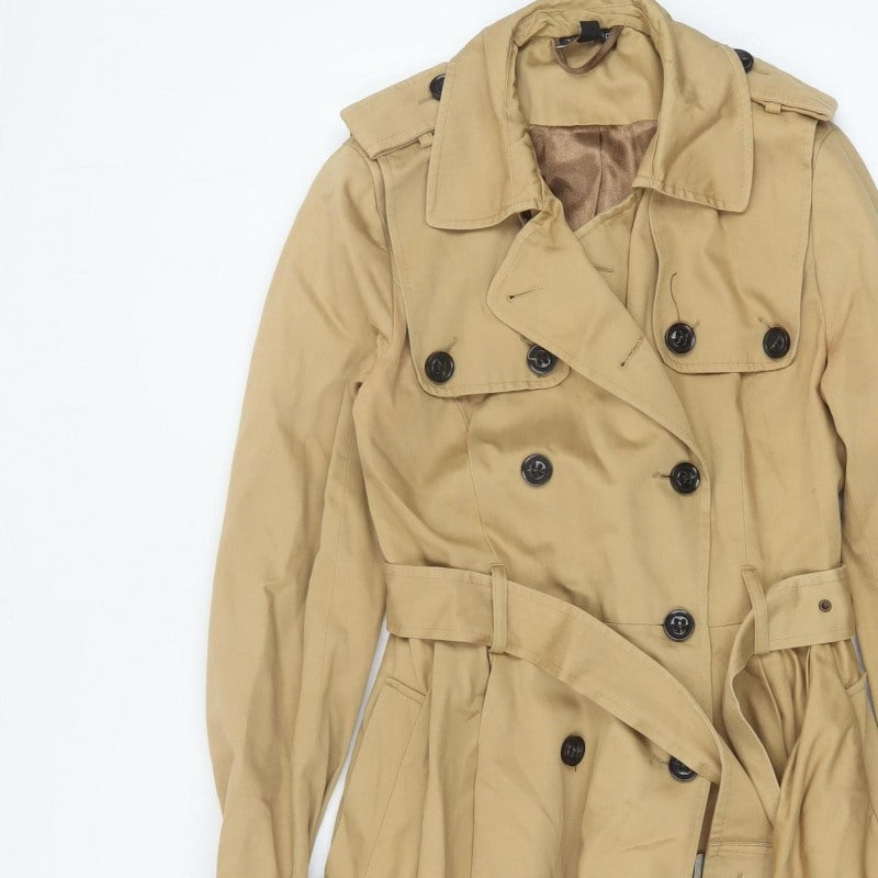 Topshop Women’s Beige UK 8 Belted Double Breasted Trench Coat