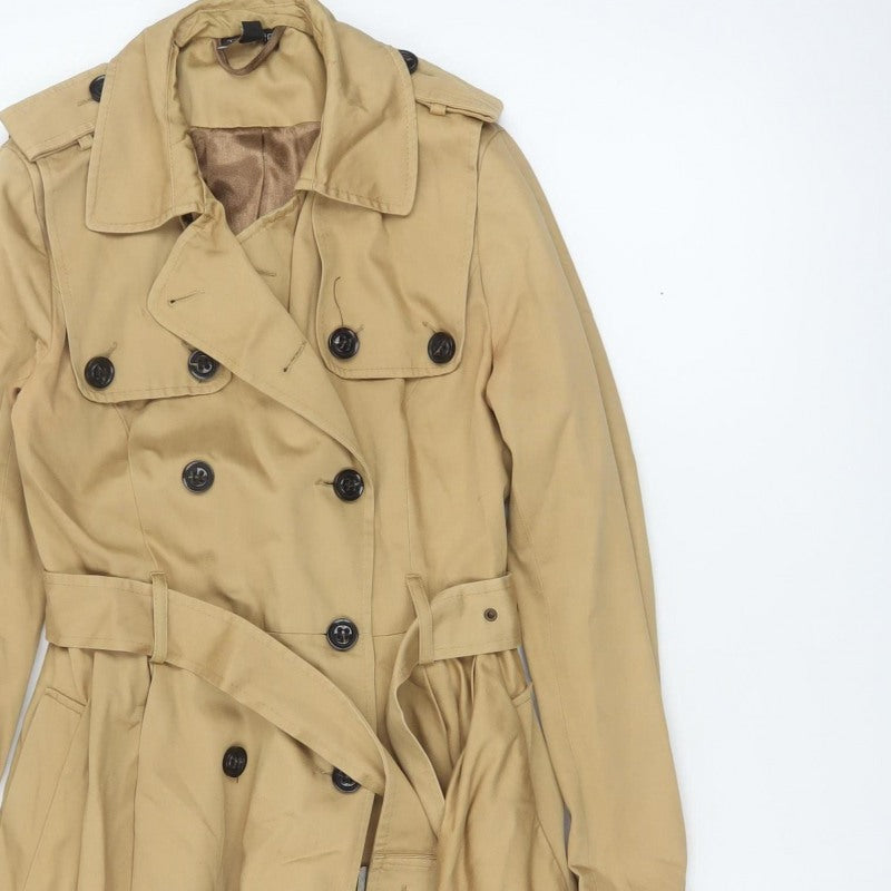 Topshop Women’s Beige UK 8 Belted Double Breasted Trench Coat