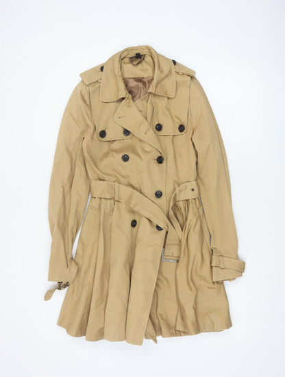 Topshop Women’s Beige UK 8 Belted Double Breasted Trench Coat