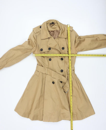 Topshop Women’s Beige UK 8 Belted Double Breasted Trench Coat