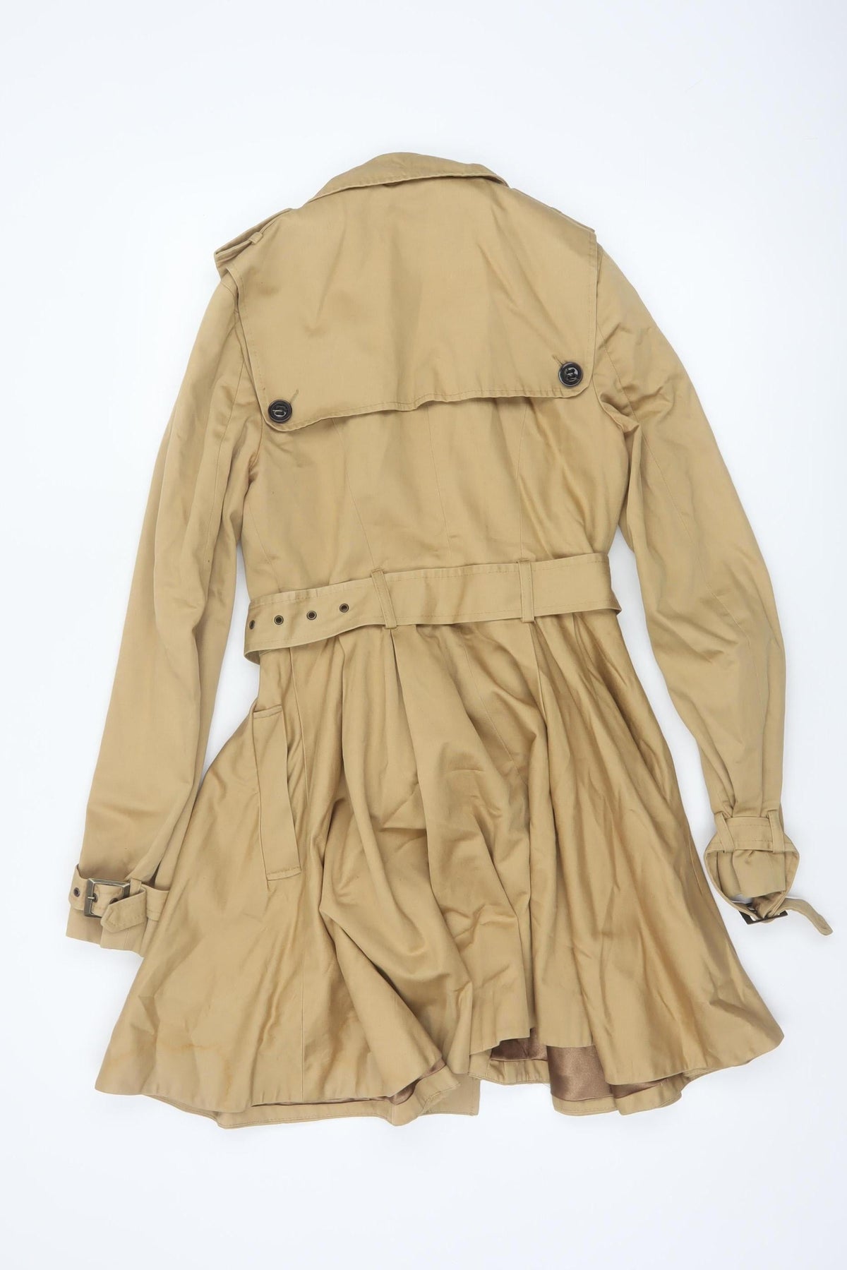 Topshop Women’s Beige UK 8 Belted Double Breasted Trench Coat