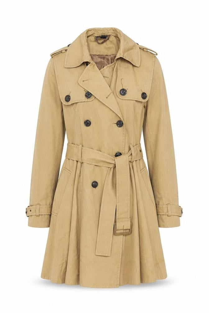 Topshop Women’s Beige UK 8 Belted Double Breasted Trench Coat