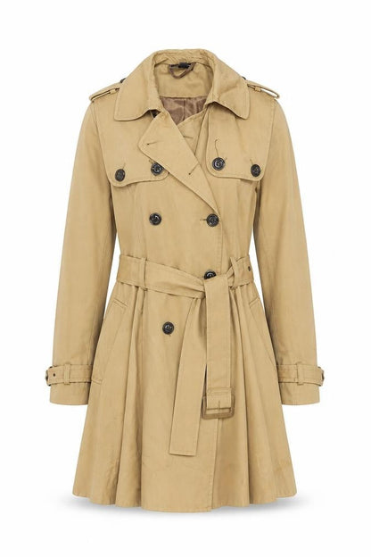 Topshop Women’s Beige UK 8 Belted Double Breasted Trench Coat