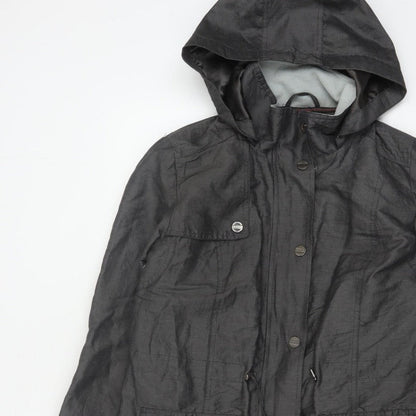 Per Una Women Black UK 12 Hooded Shower Resistant Parka Jacket