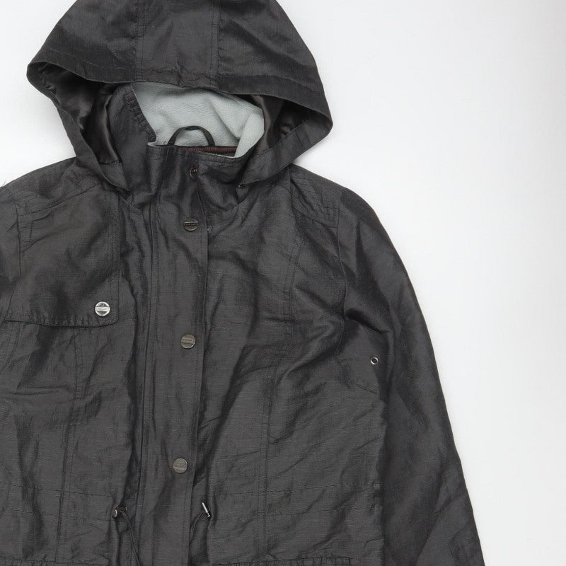 Per Una Women Black UK 12 Hooded Shower Resistant Parka Jacket