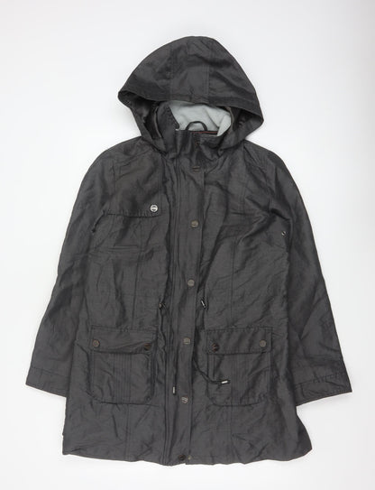 Per Una Women Black UK 12 Hooded Shower Resistant Parka Jacket