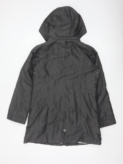 Per Una Women Black UK 12 Hooded Shower Resistant Parka Jacket