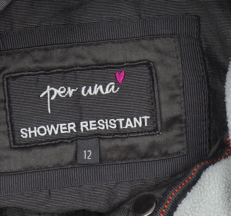 Per Una Women Black UK 12 Hooded Shower Resistant Parka Jacket