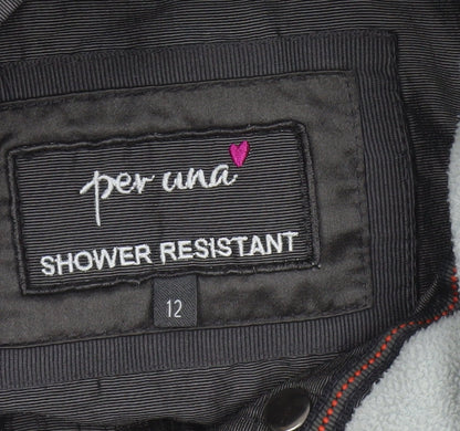 Per Una Women Black UK 12 Hooded Shower Resistant Parka Jacket