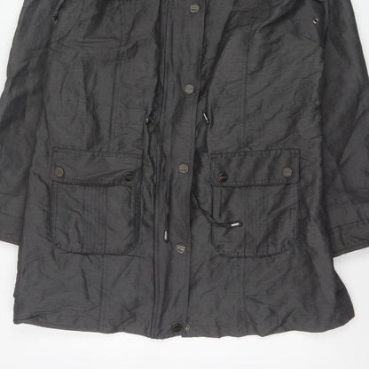 Per Una Women Black UK 12 Hooded Shower Resistant Parka Jacket