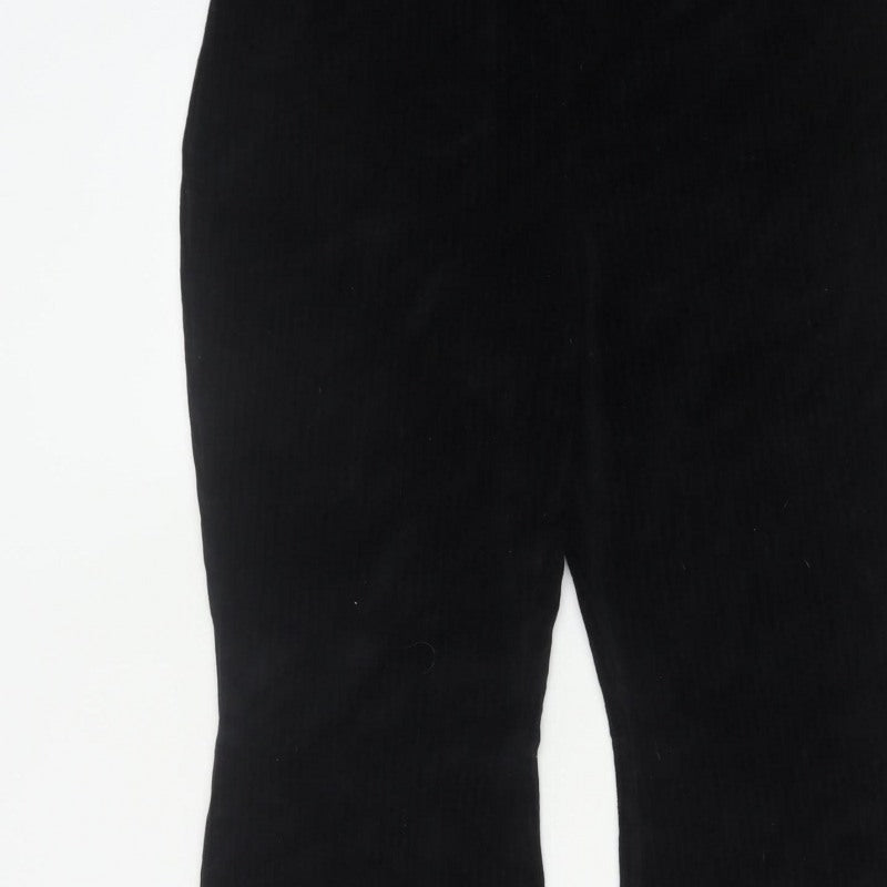 Divided H&M Women Black UK 14 Flared Corduroy Elastic Waist Trousers