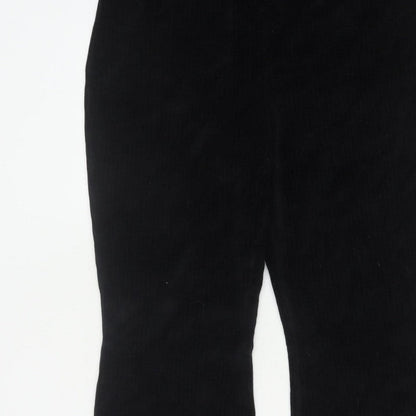 Divided H&M Women Black UK 14 Flared Corduroy Elastic Waist Trousers