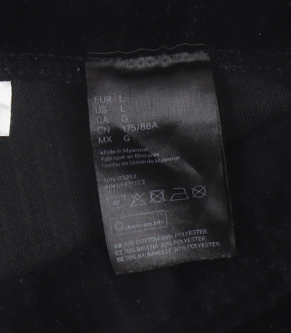 Divided H&M Women Black UK 14 Flared Corduroy Elastic Waist Trousers