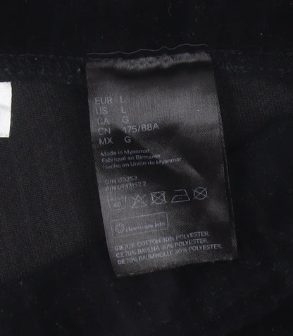 Divided H&M Women Black UK 14 Flared Corduroy Elastic Waist Trousers