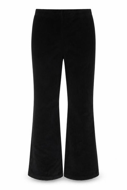 Divided H&M Women Black UK 14 Flared Corduroy Elastic Waist Trousers