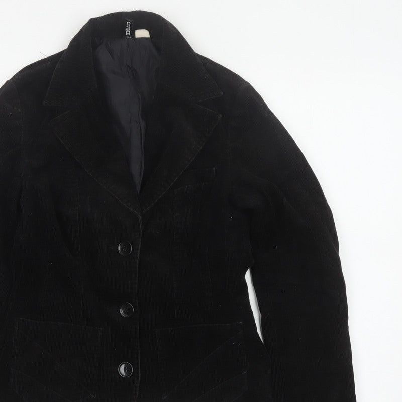 H&M Divided Teens Black UK 6 Corduroy Blazer Notch Lapel