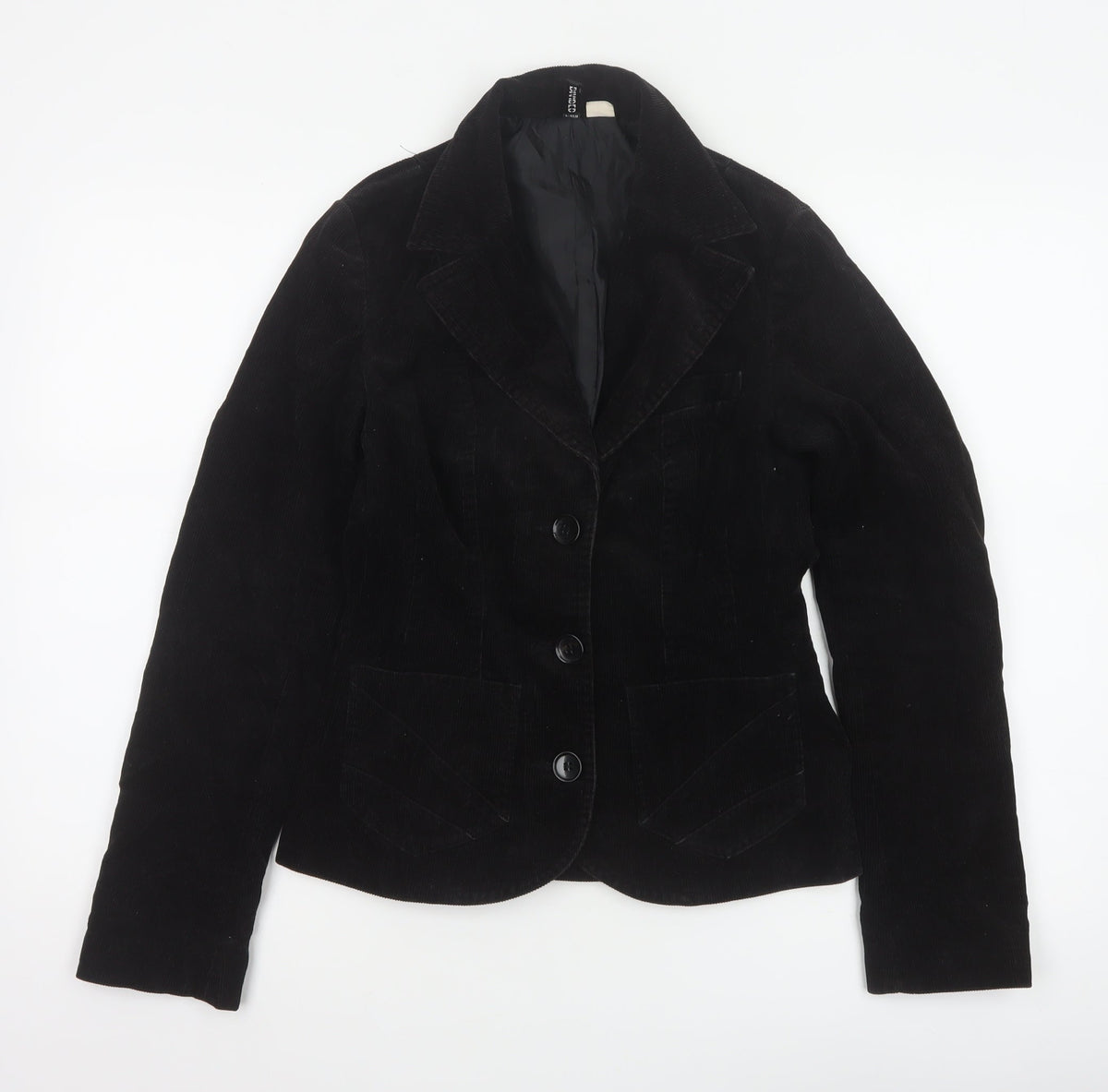H&M Divided Teens Black UK 6 Corduroy Blazer Notch Lapel