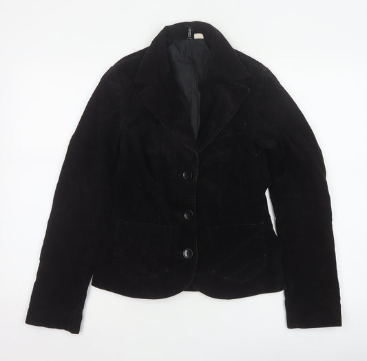 Back view of H&M Divided Teens Black UK 6 Corduroy Blazer Notch Lapel