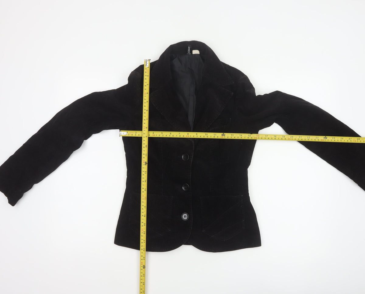 H&M Divided Teens Black UK 6 Corduroy Blazer Notch Lapel
