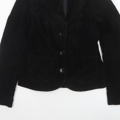 H&M Divided Teens Black UK 6 Corduroy Blazer Notch Lapel