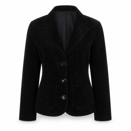 Front view of H&M Divided Teens Black UK 6 Corduroy Blazer Notch Lapel