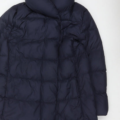 Uniqlo Women Blue UK 14 Long Puffer Jacket Down Quilted Insulated