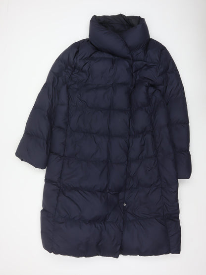 Uniqlo Women Blue UK 14 Long Puffer Jacket Down Quilted Insulated