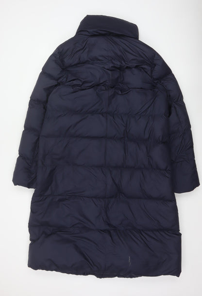 Uniqlo Women Blue UK 14 Long Puffer Jacket Down Quilted Insulated