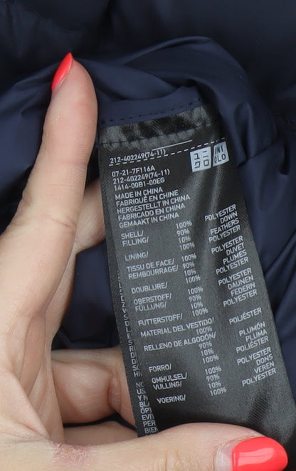 Uniqlo Women Blue UK 14 Long Puffer Jacket Down Quilted Insulated