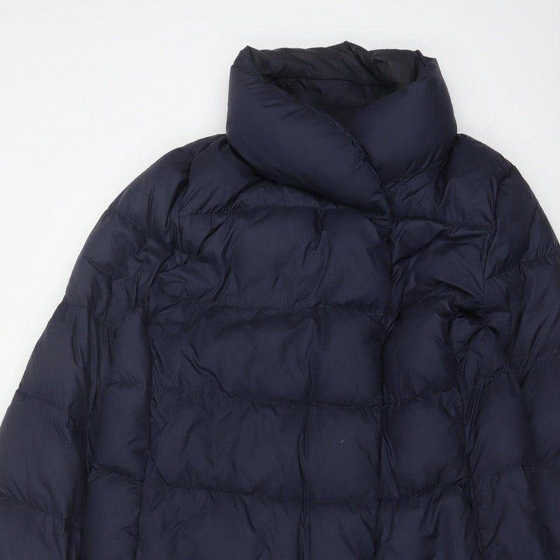 Uniqlo Women Blue UK 14 Long Puffer Jacket Down Quilted Insulated