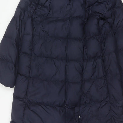 Uniqlo Women Blue UK 14 Long Puffer Jacket Down Quilted Insulated